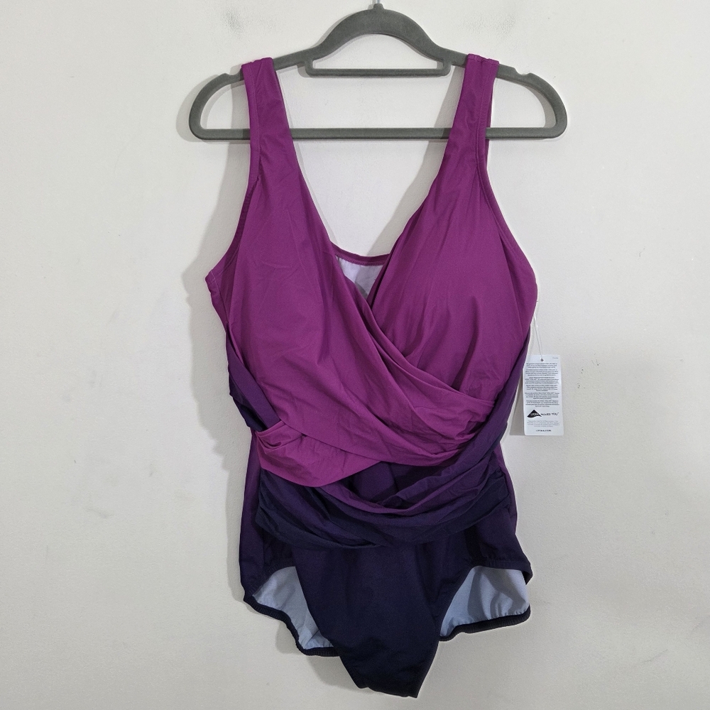 NWT Lands End SlenderSuit Swimsuit One Piece Ombre Purple Size 18W DDD F Shaping - Picture 3 of 11
